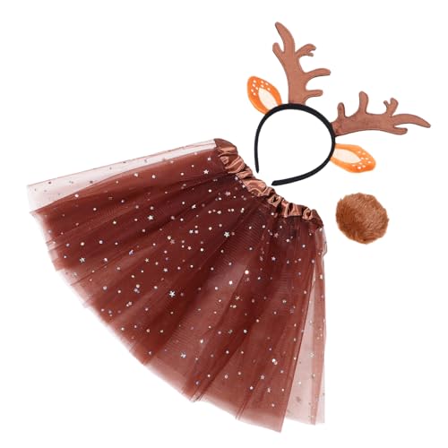 Ipetboom Niedliches Teiliges Rentier Cosplay Set mit Weichem Hirschgeweih Stirnband Rock und Langlebig und Komfortabel für Party Halloween und Kostümfest Ipetboom Niedliches Teiliges Rentier Cosplay Set mit Weichem Hirschgeweih Stirnband Rock und Langlebig und Komfortabel für Party Halloween und Kostümfest von Ipetboom