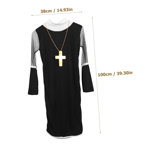 Ipetboom Nonnen Kostüm Damen Halloween Party Kostüm Cosplay Outfit Plus Weiches Material Detailreiches Design für Kostümparty Bühnenauftritte und Themenfeste von Ipetboom