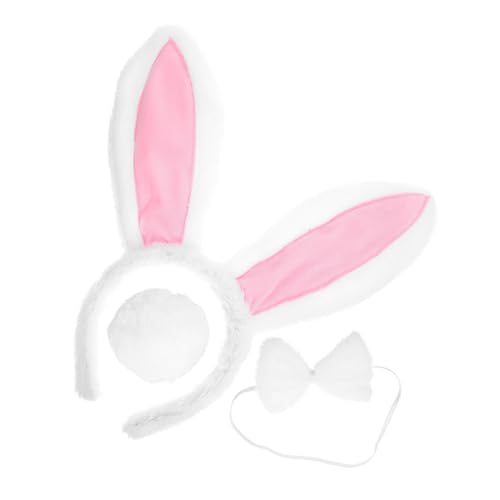 Ipetboom Osterhasen Bunny Kostüm Zubehör Set mit Hasenohren Haarreif Süßem Fliege und Robustes Cosplay Stirnband für Karneval Party und Ostern von Ipetboom