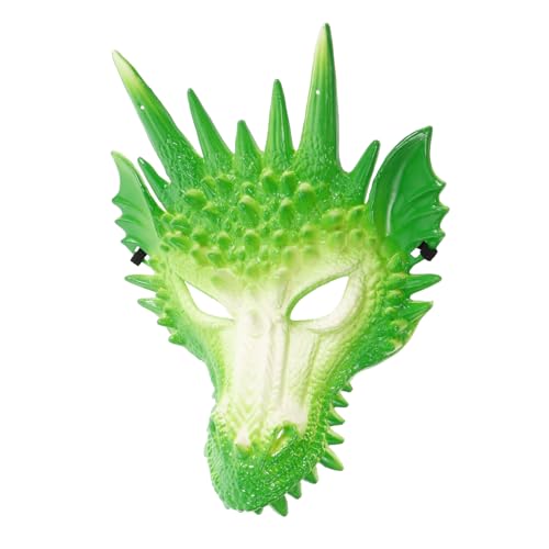 Ipetboom Plastikmaske LED Jahr der Drachenmaske Party Karikatur Drachen Kostüm Maske Maskerade Drachenmaske Drachen-Cosplay-Maske Halloween-Drachenmaske Tierkopfmaske Green von Ipetboom