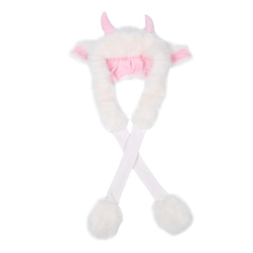 Ipetboom Plüschmütze mit Niedlichen Kuhhorn Ohren Warmes Weiches Material Lustige Tiermütze für Erwachsene für Winter Fasching Halloween und Ipetboom Plüschmütze mit Niedlichen Kuhhorn Ohren Warmes Weiches Material Lustige Tiermütze für Erwachsene für Winter Fasching Halloween und von Ipetboom