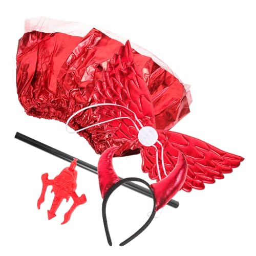 Ipetboom Rotes Halloween Teufel Kostüm mit Netzrock Teufelshörner Stirnband Einhornflügel und Cosplay Party Zubehör für Damen und Mädchen von Ipetboom