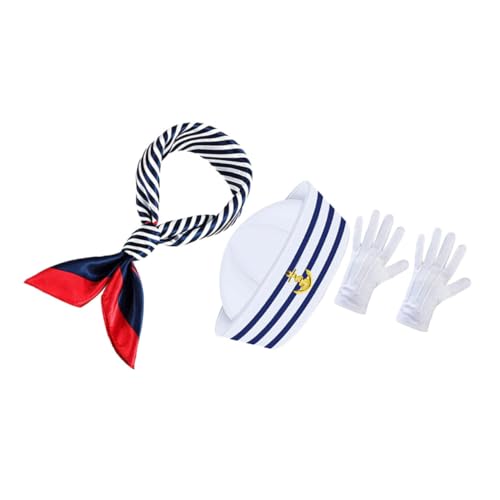 Ipetboom Sailor Kostüm Set Gestreifte Kapitänsmütze mit Halstuch und Handschuhen Atmungsaktives Accessoire für Männer und Frauen für Sommerpartys Cosplay und Themenveranstaltungen Ipetboom Sailor Kostüm Set Gestreifte Kapitänsmütze mit Halstuch und Handschuhen Atmungsaktives Accessoire für Männer und Frauen für Sommerpartys Cosplay und Themenveranstaltungen von Ipetboom