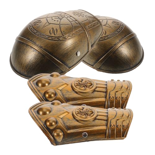 Ipetboom Satz Schulterschutz Armschienen aus Metall mittelalterlicher Armschutz Unterarmschiene mittelalterliche Rüstung Roboterarm-Cosplay mittelalterliche Wachen Plastik Light Brown von Ipetboom