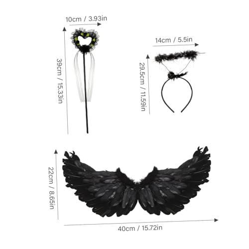 Ipetboom Schwarze Engelsflügel Kostüm Flügel Teilig Leicht Federn Foto Requisite für Mädchen Cosplay Teufelsflügel Zubehör Party Karneval von Ipetboom