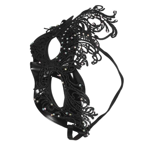Ipetboom Schwarze Spitzen-halbschalen-maske für Damen mit Elastischem Band Halbgesichtige Masquerade-maske für Halloween Karneval Kostümball und Tanzparty-zubehör von Ipetboom