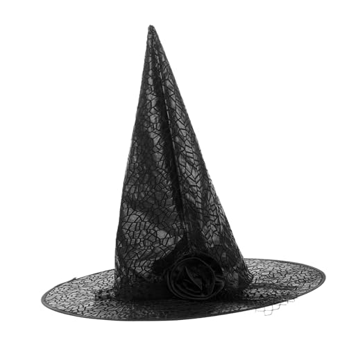 Ipetboom Schwarzer Hexenhut mit Rosen spitzenveil für Erwachsene Atmungsaktives Mesh gewebe Langlebig Angenehm Stilvolles Halloween party Kostümzubehör für Mädchen und Ipetboom Schwarzer Hexenhut mit Rosen spitzenveil für Erwachsene Atmungsaktives Mesh gewebe Langlebig Angenehm Stilvolles Halloween party Kostümzubehör für Mädchen und von Ipetboom