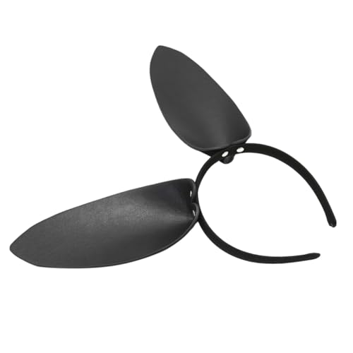 Ipetboom Schwarzer Leder haarreif mit Hasenohren Kreativer Haarschmuck für Damen Strapazierfähiges Material Angenehm zu Tragen Accessoire für Party Karneval und Cosplay von Ipetboom