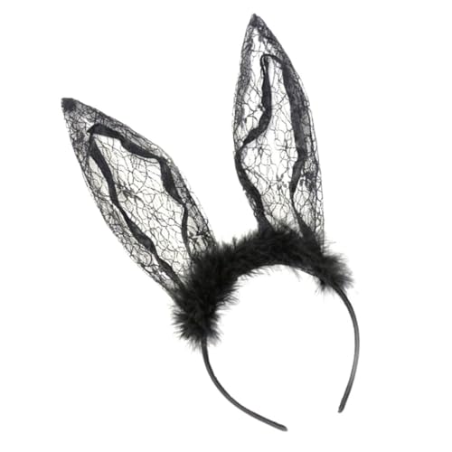 Ipetboom Schwarzes Kaninchen Ohren Haarband Mit Spitzen Details Für Partys Halloween Und Kostüme Lustiges Und Stilvolles Haaraccessoire Für Kleine Feen von Ipetboom