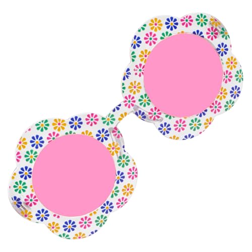 Ipetboom Sonnenbrille mit Blumenmuster Transparente Pinke Gläser Lustige Partybrille für Geburtstag Strand und Fotos Stabile Sichere Kinderbrille mit Fünfblättriger Blütenform von Ipetboom