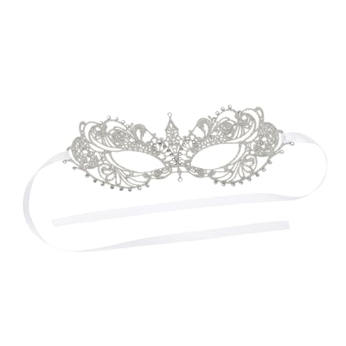 Ipetboom Spitzenmaske Damen Party Festival Halloween Maske mit Silberner Spitze und Satinband für Maskerade Karneval Kostüm von Ipetboom