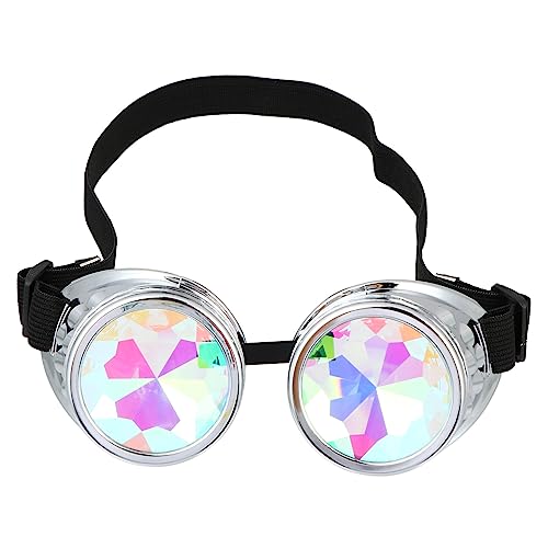 Ipetboom Steampunk Brille mit Regenbogen Glaslinsen Anpassbare Kostümbrille für Festivals Partys und Cosplay mit Elastischem Band für Kreative Auftritte und Besondere Anlässe von Ipetboom