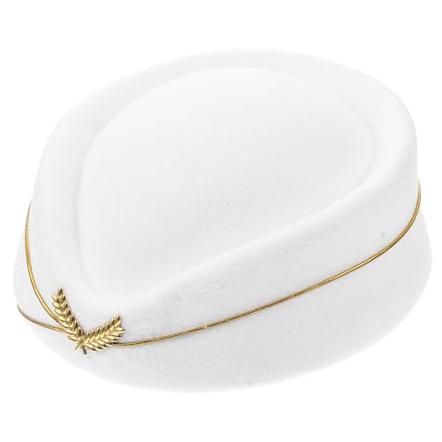 Ipetboom Stewardess Mütze Weiß Damen Airline Hut Cosplay Accessoire Leicht Elegant Einheitsgröße Für Kostüm Bühnenauftritt Flight Attendant Headwear von Ipetboom