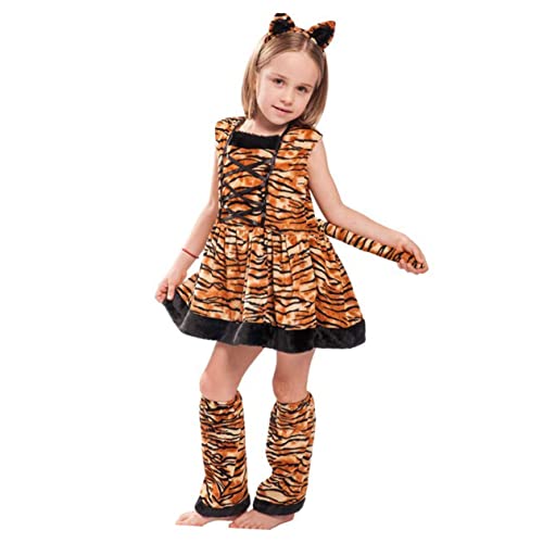 Ipetboom Tiger Cosplay Kostüm Xl für Mädchen Braunes Rollenspiel Outfit Langlebiges Material Realistische Gestaltung Geeignet für Alter Jahre für Bühne und Karneval von Ipetboom