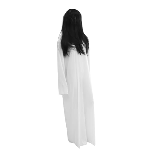 Ipetboom Weibliche Geisterkleid -requisiten Halloween Horror Geisterkleidung Verfolgt Tot Schwarz Kostüm Gruselig Beängstigend Robe Weiß von Ipetboom