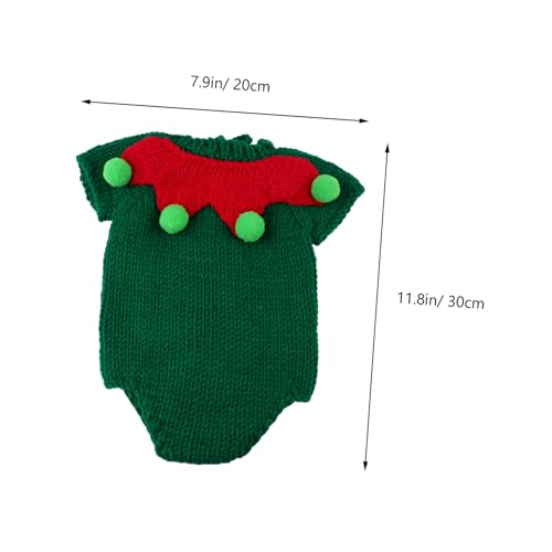 Ipetboom Weihnachtliches Neugeborenen Fotokostüm mit Mütze Strampler und Schuhen Weicher Atmungsaktiver Strickstoff und Elastisch für Babyfotos Taufen und Familienfeiern von Ipetboom