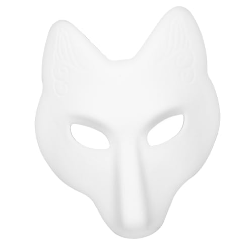 Ipetboom Weiße Fuchs Handbemalte Diy für Halloween Cosplay und Maskerade mit Elastischem Band für Kostümpartys und Kreative Projekte von Ipetboom