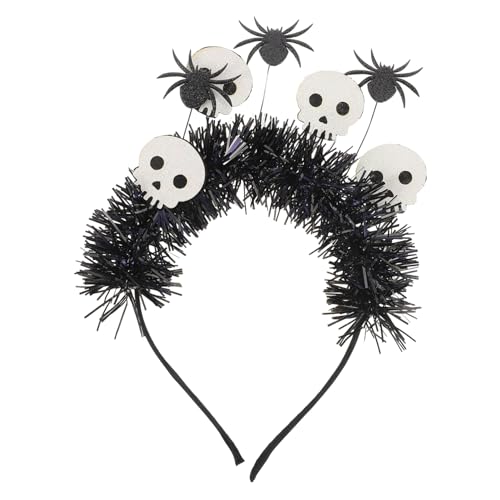 Ipetboom Weißer Schädelspinnenkopf Hoop stirnband frauen kopfschmuck Festival-Party-Kopfbedeckung Halloween-Accessoires für Erwachsene Halloween-Haarband Grüßer Black von Ipetboom