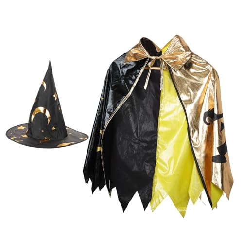 Ipetboom Zauberer Kostüm Set mit Sternenprint Atmungsaktiver Umhang und Faltbarer Hut Bequemes Halloween Party Kostüm für Jungen und Mädchen Einfaches Ausziehen für Geburtstags und Ipetboom Zauberer Kostüm Set mit Sternenprint Atmungsaktiver Umhang und Faltbarer Hut Bequemes Halloween Party Kostüm für Jungen und Mädchen Einfaches Ausziehen für Geburtstags und von Ipetboom