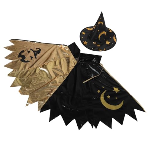 Ipetboom Zauberer Kostüm mit Sternen Print Umhang und Faltbarem Hut Atmungsaktives Halloween Verkleidungsset für Jungen und Mädchen für Party Cosplay und Rollenspiele Ipetboom Zauberer Kostüm mit Sternen Print Umhang und Faltbarem Hut Atmungsaktives Halloween Verkleidungsset für Jungen und Mädchen für Party Cosplay und Rollenspiele von Ipetboom