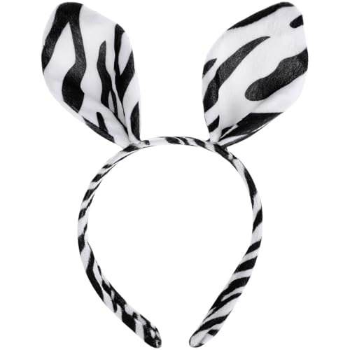 Ipetboom Zebra Ohren Haarreif - Cosplay Tier Thema Kostüm Zubehör Süßer Kopf Schmuck für Damen und Teenager, Plüsch Zebra Stirnband kopfschmuck für Halloween Party Karneval Geburtstagsfeiern von Ipetboom
