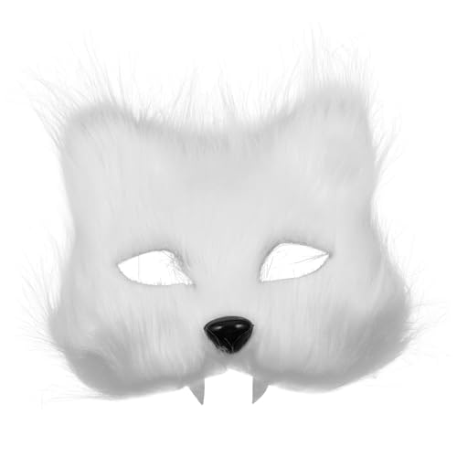 Ipetboom Zottelige Fuchsmaske Tier-maskerade-maske Fuchsmaske Für Frauen Maskerade Masken Pelziges Kostüm Party-fuchs-masken Maskenkostüm Maskerade Maske Frauen Tiermasken Weiß Kunstwolle von Ipetboom