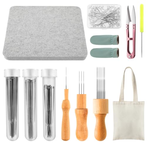 Irenare 148-teiliges Nadelfilz-Set, 20,3 x 25,4 cm, Filzpad, Nadelfilzwerkzeuge, Filzmatte, Nadelfilz, Zubehör mit Filznadeln, Fingerschutz, Holzgriff, Scherentasche für Anfänger, Profis Irenare 148-teiliges Nadelfilz-Set, 20,3 x 25,4 cm, Filzpad, Nadelfilzwerkzeuge, Filzmatte, Nadelfilz, Zubehör mit Filznadeln, Fingerschutz, Holzgriff, Scherentasche für Anfänger, Profis von Irenare
