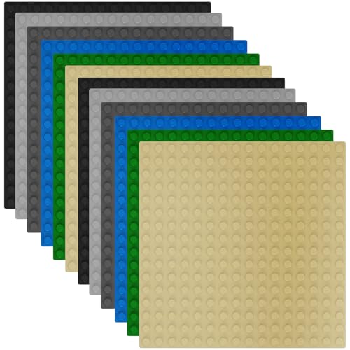 12 Platten-Set Bauplatten Kompatibel mit Meisten Marken, 12.8*12.8cm Platten-Set Bauplatte, Classic Bausteine Grundplatte, Tropischer Regenwald- Baseplate, für Konstruktionen Weitere Sets (6 Farben) von Irenwarl