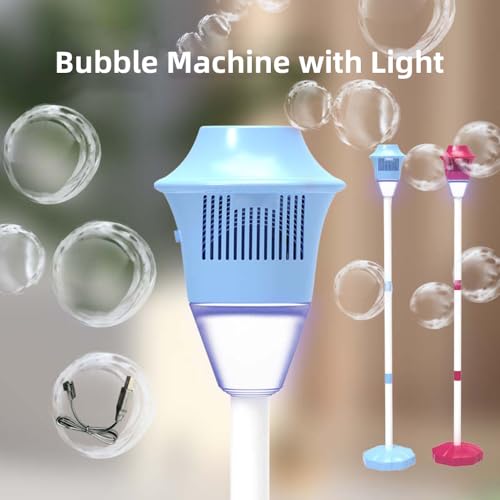 Irfora Bubble Machine mit Leichter Vertikaler Blasenhersteller für Geburtstag Im Freien Hochzeitsfeier Interaktive Wiederaufladbare Straßenlichtautomatikblasenmaschine (Blau) von Irfora