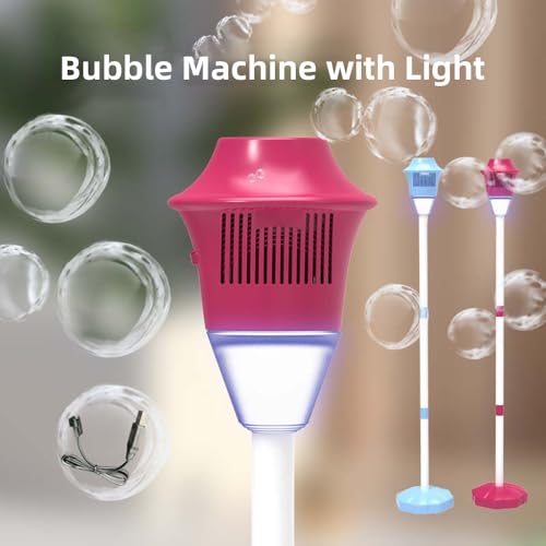 Irfora Bubble Machine mit Leichter Vertikaler Blasenhersteller für Geburtstag Im Freien Hochzeitsfeier Interaktive Wiederaufladbare Straßenlichtautomatikblasenmaschine (Rot) von Irfora