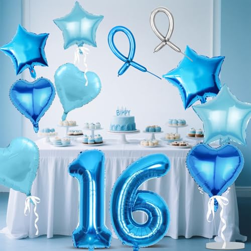 Iridsmole 16 Geburtstag Dekorationen Blau, Zahl 16 Geburtstag Ballon für Jungen, Alter 16 Luftballons mit Folienstern Herz Luftballons, 16 Blau Ballons für Mädchen Jungen Söhne Töchter Geburtstag Iridsmole 16 Geburtstag Dekorationen Blau, Zahl 16 Geburtstag Ballon für Jungen, Alter 16 Luftballons mit Folienstern Herz Luftballons, 16 Blau Ballons für Mädchen Jungen Söhne Töchter Geburtstag von Iridsmole