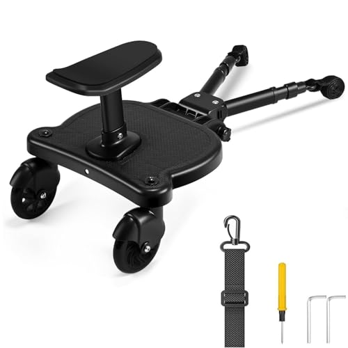 Kiddy Boards mit Sitz, Trittbrett Pedal, Kinderwagen-Zubehör für Kinder von 2-6 Jahren, 25 kg Tragfähigkeit, Buggyboard für Reisen mit Kindern von Irrun