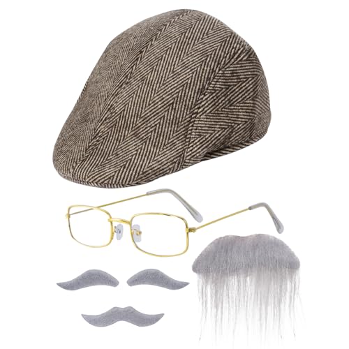 6-teiliges Opa-Zubehör-Set, 100 Schultage, alter Mann, ausgefallenes Kostüm für Erwachsene, für Halloween, inkl. Hut, Braun, Braun, Standard 6-teiliges Opa-Zubehör-Set, 100 Schultage, alter Mann, ausgefallenes Kostüm für Erwachsene, für Halloween, inkl. Hut, Braun, Braun, Standard von Ishua