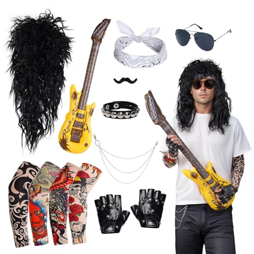 Ishua 12-teiliges Rocker-Kostüm-Zubehör-Set – Rocker-Kostüm für Erwachsene, schönes Rocker-Zubehör-Set für Halloween und Karneval Ishua 12-teiliges Rocker-Kostüm-Zubehör-Set – Rocker-Kostüm für Erwachsene, schönes Rocker-Zubehör-Set für Halloween und Karneval von Ishua