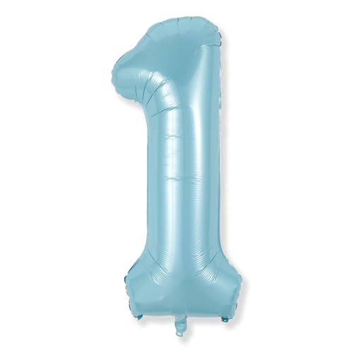 1. Geburtstag Luftballon Deko für Jungen, 40 Zoll Pastell Blau Mylar Zahl Luftballon 1, Riesen Helium Folienballon Zahlen Ballon für Kinder 1. Geburtstag Party Babyparty Deko Jubiläum Dekoration von Isndare