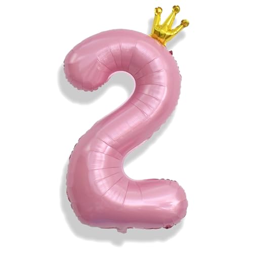2. Geburtstag Luftballon Zahlen für Kinder, Riesen Krone Rosa Ballon 2, 101cm Zahl Luftballons Folienballon 0–9 für Mädchen Geburtstag Party Deko Frau Jubiläum Party Dekoration, Fliegt mit Helium 2. Geburtstag Luftballon Zahlen für Kinder, Riesen Krone Rosa Ballon 2, 101cm Zahl Luftballons Folienballon 0–9 für Mädchen Geburtstag Party Deko Frau Jubiläum Party Dekoration, Fliegt mit Helium von Isndare