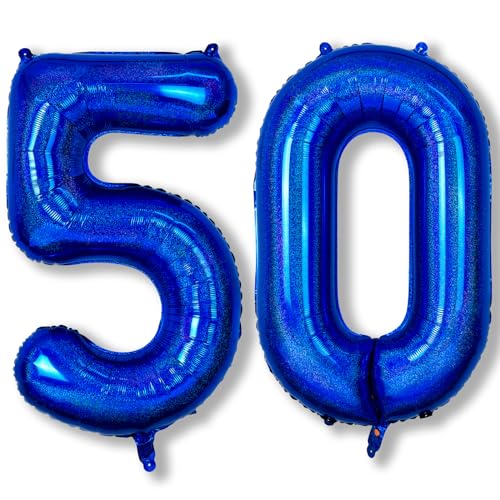 50. Geburtstag Luftballons Deko für Mann, 40 Zoll Helium Marineblau Zahlen 50 Ballon Geburtstagdeko, XXl Navy Blau Dunkelblau Zahl Luftballon für 50 Jare Geburtstag Herren Jubiläum Party Dekoration von Isndare