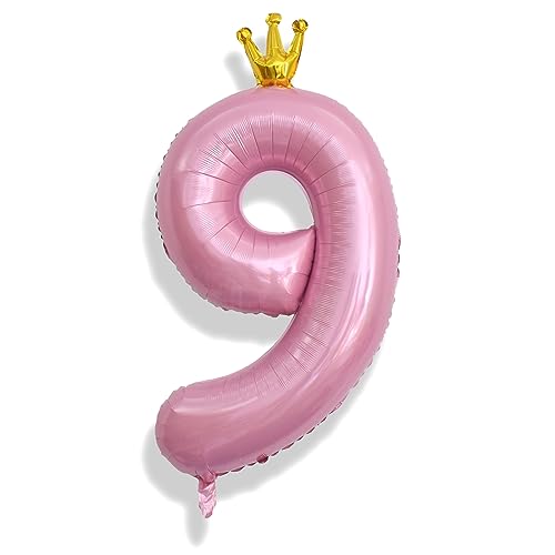 9. Geburtstag Rosa Zahlen Luftballon für Kinder, Riesen Zahl luftballons 0–9 Set, 101cm Krone 9 Folienballon für Mädchen Geburtstag Party Deko Frauen Jubiläum Party Dekoration, Fliegt mit Helium 9. Geburtstag Rosa Zahlen Luftballon für Kinder, Riesen Zahl luftballons 0–9 Set, 101cm Krone 9 Folienballon für Mädchen Geburtstag Party Deko Frauen Jubiläum Party Dekoration, Fliegt mit Helium von Isndare