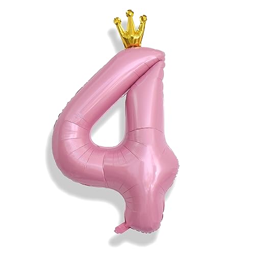 Große 4 Luftballon Zahl Deko, 40 Zoll Pastell Rosa Krone 4 Luftballon, Folienballon 0–9 Set für Kinder Mädchen 4. Geburtstag Party Deko Frau 40 Jubiläum Party Dekoration, Fliegt mit Helium Große 4 Luftballon Zahl Deko, 40 Zoll Pastell Rosa Krone 4 Luftballon, Folienballon 0–9 Set für Kinder Mädchen 4. Geburtstag Party Deko Frau 40 Jubiläum Party Dekoration, Fliegt mit Helium von Isndare