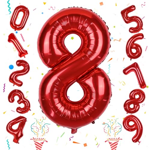 Große Rot 8 Luftballon Deko für Mädchen, 40 Zoll Zahl Luftballons Geburtstagdeko, Folienballon 0–9 Ballon für Jungen Kinder 8. Geburtstag Party Deko Herren Jubiläum Party Dekoration, Fliegt mit Helium Große Rot 8 Luftballon Deko für Mädchen, 40 Zoll Zahl Luftballons Geburtstagdeko, Folienballon 0–9 Ballon für Jungen Kinder 8. Geburtstag Party Deko Herren Jubiläum Party Dekoration, Fliegt mit Helium von Isndare