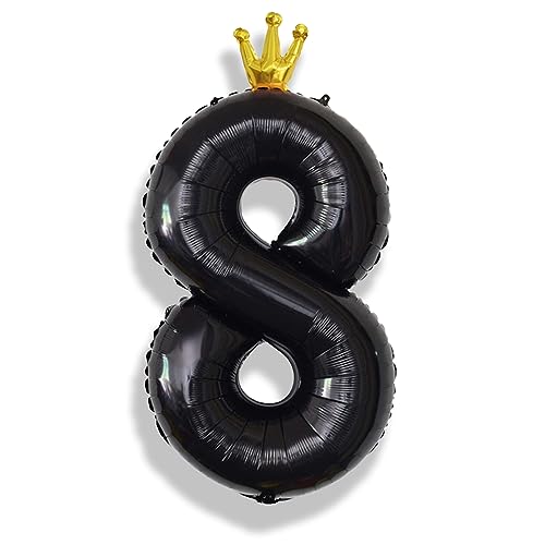 Große Schwarz 8 Luftballon für Mädchen, 40 Zoll Krone Zahlenluftballons, Folienballon 0–9 Set Zahl Ballon für Jungen Kinder 8. Geburtstag Party Deko Jubiläum Party Dekoration, Fliegt mit Helium Große Schwarz 8 Luftballon für Mädchen, 40 Zoll Krone Zahlenluftballons, Folienballon 0–9 Set Zahl Ballon für Jungen Kinder 8. Geburtstag Party Deko Jubiläum Party Dekoration, Fliegt mit Helium von Isndare