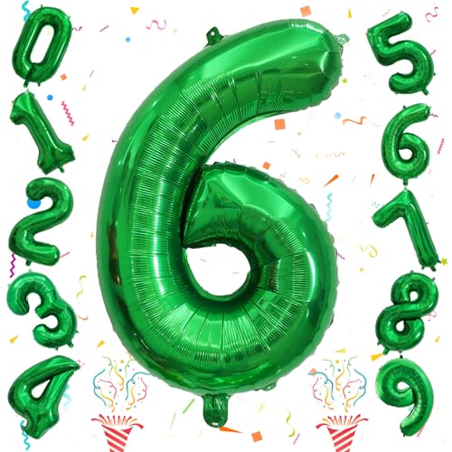 Grün Zahl Luftballon 6, Folienballon Riesen 0–9 Set, 40 Zoll Helium Dunkelgrün 6 Zahlen Ballon für Jungen Mädchen Kinder 6. Geburtstag Party Deko Herren 6 Dinosaurier Jungle Party Dekoration Grün Zahl Luftballon 6, Folienballon Riesen 0–9 Set, 40 Zoll Helium Dunkelgrün 6 Zahlen Ballon für Jungen Mädchen Kinder 6. Geburtstag Party Deko Herren 6 Dinosaurier Jungle Party Dekoration von Isndare