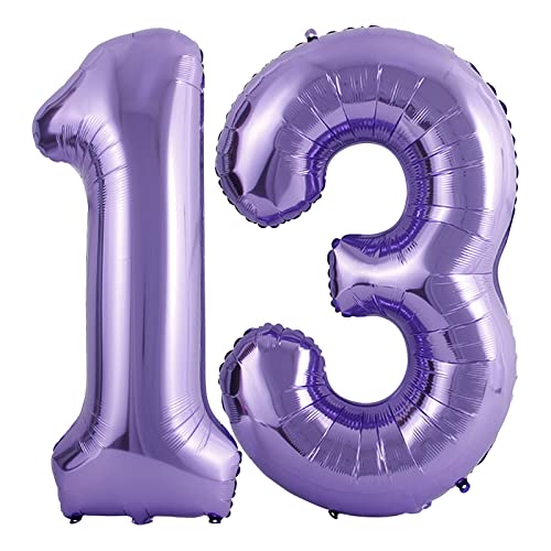 Isndare 40 Zoll Luftballon Geburtstag Zahl 13, Riesige Lila Folienballon, Helium Zahlenballon für Junge Mädchen Geburtstag, Hochzeit, Jubiläum Party Dekoration(Digital 13) von Isndare
