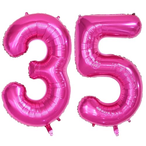 Isndare 40 Zoll Luftballon Geburtstag Zahl 35, Riesige Pink Folienballon, Helium Zahlenballon für Junge Mädchen Geburtstag, Hochzeit, Jubiläum Party Dekoration(Digital 35) von Isndare