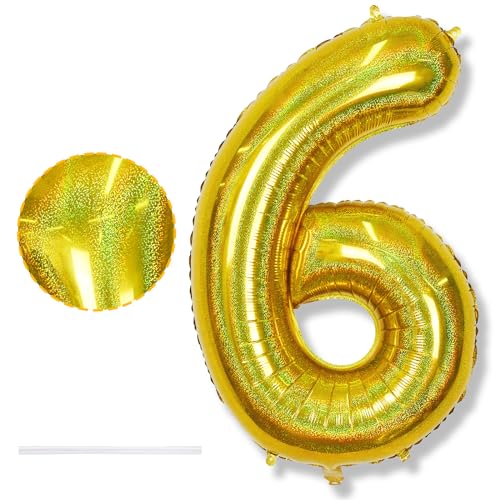 Laser Gold Zahl Luftballons 6, Folienballon Riesen Zahlenballon 6 Jahre Geburtstagdeko, 40 Zoll Helium Zahlen 6 Goldene Ballons für Junge Kinder 6. Geburtstag Deko Herren Jubiläum Party Dekoration Laser Gold Zahl Luftballons 6, Folienballon Riesen Zahlenballon 6 Jahre Geburtstagdeko, 40 Zoll Helium Zahlen 6 Goldene Ballons für Junge Kinder 6. Geburtstag Deko Herren Jubiläum Party Dekoration von Isndare