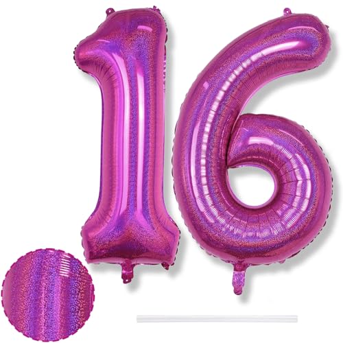 Laser Rosa Zahl Luftballons 16, Folienballon Riesen Zahlenballon 16 Jahre Geburtstagdeko, 40 Zoll Helium Zahlen 16 Laser Hot Pink Ballons für Mädchen 16. Geburtstag Deko Frau Jubiläum Party Dekoration Laser Rosa Zahl Luftballons 16, Folienballon Riesen Zahlenballon 16 Jahre Geburtstagdeko, 40 Zoll Helium Zahlen 16 Laser Hot Pink Ballons für Mädchen 16. Geburtstag Deko Frau Jubiläum Party Dekoration von Isndare