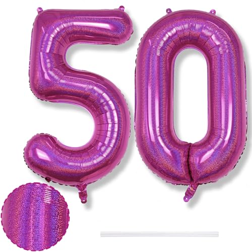 Laser Rosa Zahl Luftballons 50, Folienballon 50 Riesen Zahlenballon für 50 Jahre Geburtstagdeko, 40 Zoll Helium Zahlen 50 Hot Pink Ballons für Frau 50. Geburtstag Deko Damen Jubiläum Party Dekoration Laser Rosa Zahl Luftballons 50, Folienballon 50 Riesen Zahlenballon für 50 Jahre Geburtstagdeko, 40 Zoll Helium Zahlen 50 Hot Pink Ballons für Frau 50. Geburtstag Deko Damen Jubiläum Party Dekoration von Isndare