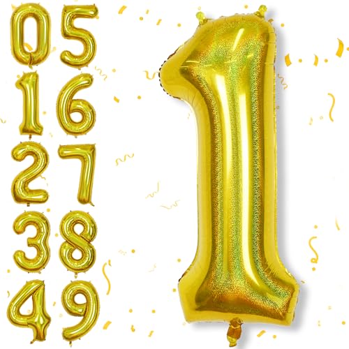 Luftballon 1. Geburtstag Deko für Junge, 40'' Laser Gold Helium Zahl 1 Luftballon Geburtstagsdeko, Riesen Folienballon Goldene Zahlen 1 Ballon für Kinder Geburtstag Babyparty Jubiläum Party Dekoration Luftballon 1. Geburtstag Deko für Junge, 40'' Laser Gold Helium Zahl 1 Luftballon Geburtstagsdeko, Riesen Folienballon Goldene Zahlen 1 Ballon für Kinder Geburtstag Babyparty Jubiläum Party Dekoration von Isndare