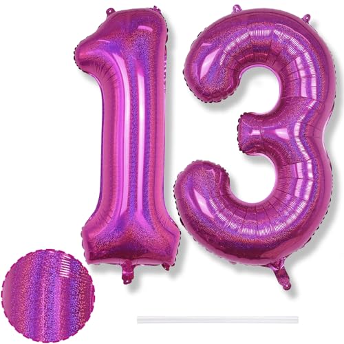 Luftballon 13. Geburtstag Deko, Große Laser Rosa Zahl 13 Folienballon Geburtstagsdeko, 40 Zoll Helium Hot Pink Zahlen 13 Ballon für Mädchen Damen 13 Jahre Geburtstag Frau Jubiläum Party Dekoration Luftballon 13. Geburtstag Deko, Große Laser Rosa Zahl 13 Folienballon Geburtstagsdeko, 40 Zoll Helium Hot Pink Zahlen 13 Ballon für Mädchen Damen 13 Jahre Geburtstag Frau Jubiläum Party Dekoration von Isndare