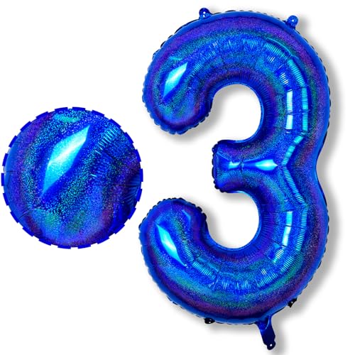 Luftballon 3. Geburtstag für Kinder, Große Navy Blau Marineblau Zahl 3 Folienballon Deko, 40 Zoll Helium Dunkelblau Zahlen 3 Ballon für Mädchen Jungen 3 Jahre Geburtstag Mann Jubiläum Party Dekoration von Isndare